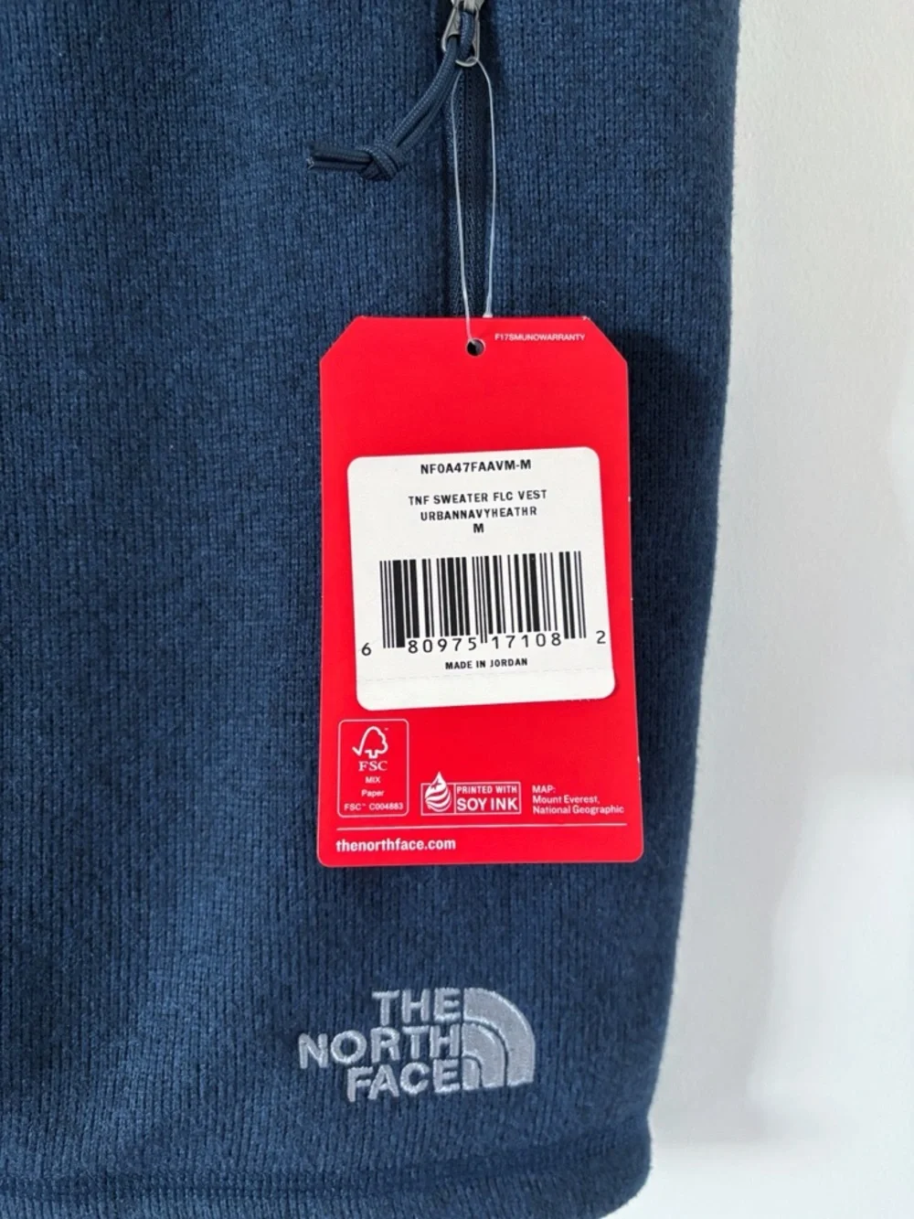 NWT The North Face Men’s Sweater Fleece Vest Urban Navy Heather Size M
